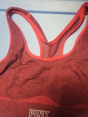 PINK Victoria's Secret Red Heather Racerback Sports Bra
